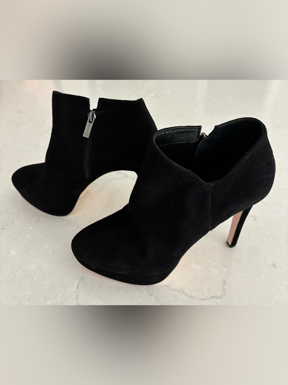Jessica Simpson Rivera Black Lux Kid Suede High Heel Booties Size 10 NIB